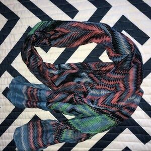 Blue Pink Green Chevron Scarf